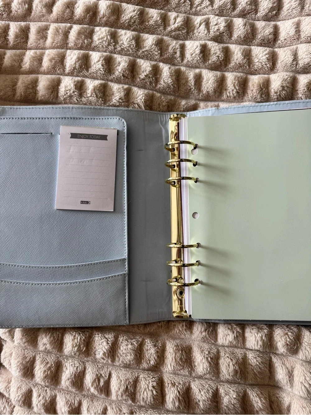 kikki.K Perforated Planner Cover in Light Gray with Gold Snap
